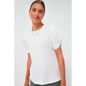 POMANDER PLACE White Vesty Puff Short Sleeve Crewneck Size L NWT